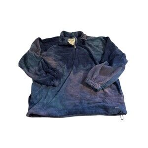 EUC Hollister Galaxy Fleece Blue Purple Tie Dye Quarter Zip Pullover Size Large